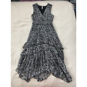 By Anthropologie Marcella Tiered Black Sleeveless Midi Dress Women's Sz Medium